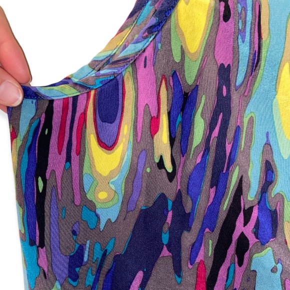 TRINA TURK Peacock Print Silk Racerback Tank - Picture 7 of 9